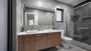 Shower, hair dryer, towels - Ridge Vue Retreat - the ultimate in style and serenity (Daylesford)