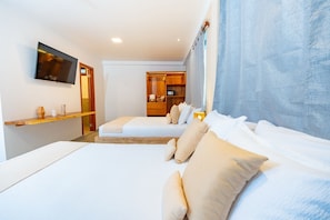 Habitación estándar doble | Ropa de cama de alta calidad, edredones de plumas, minibar y caja fuerte