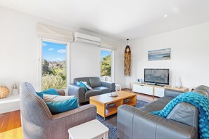 Smart TV, DVD player, table football, books