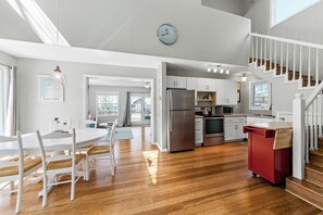 Fridge, microwave, oven, stovetop - Greenwood Beach House | Steps to the Beach & Outdoor Fun (Mears)