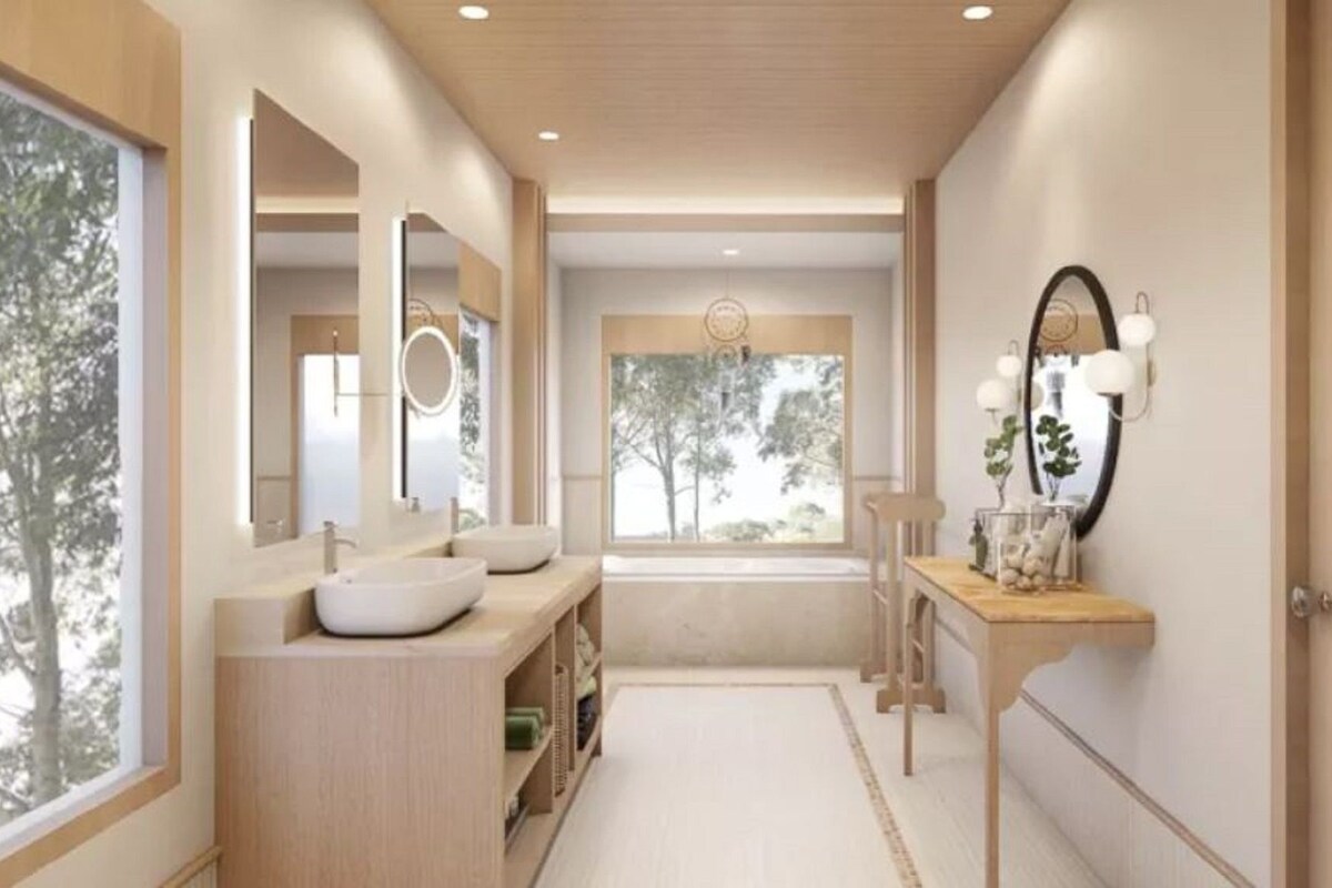 Kamar mandi | Bathtub dan shower terpisah dan pancuran hujan