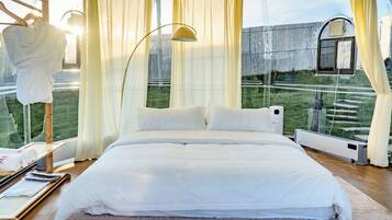 Down comforters, blackout drapes, free WiFi, bed sheets