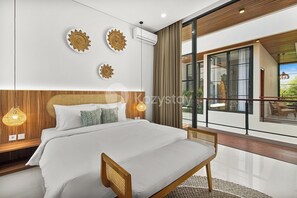 Family Villa, Balcony, Pool View | 3 bedrooms, iron/ironing board, free WiFi, bed sheets