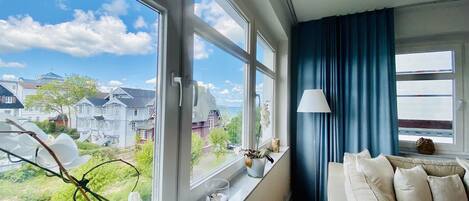 テレビ、暖炉、書庫