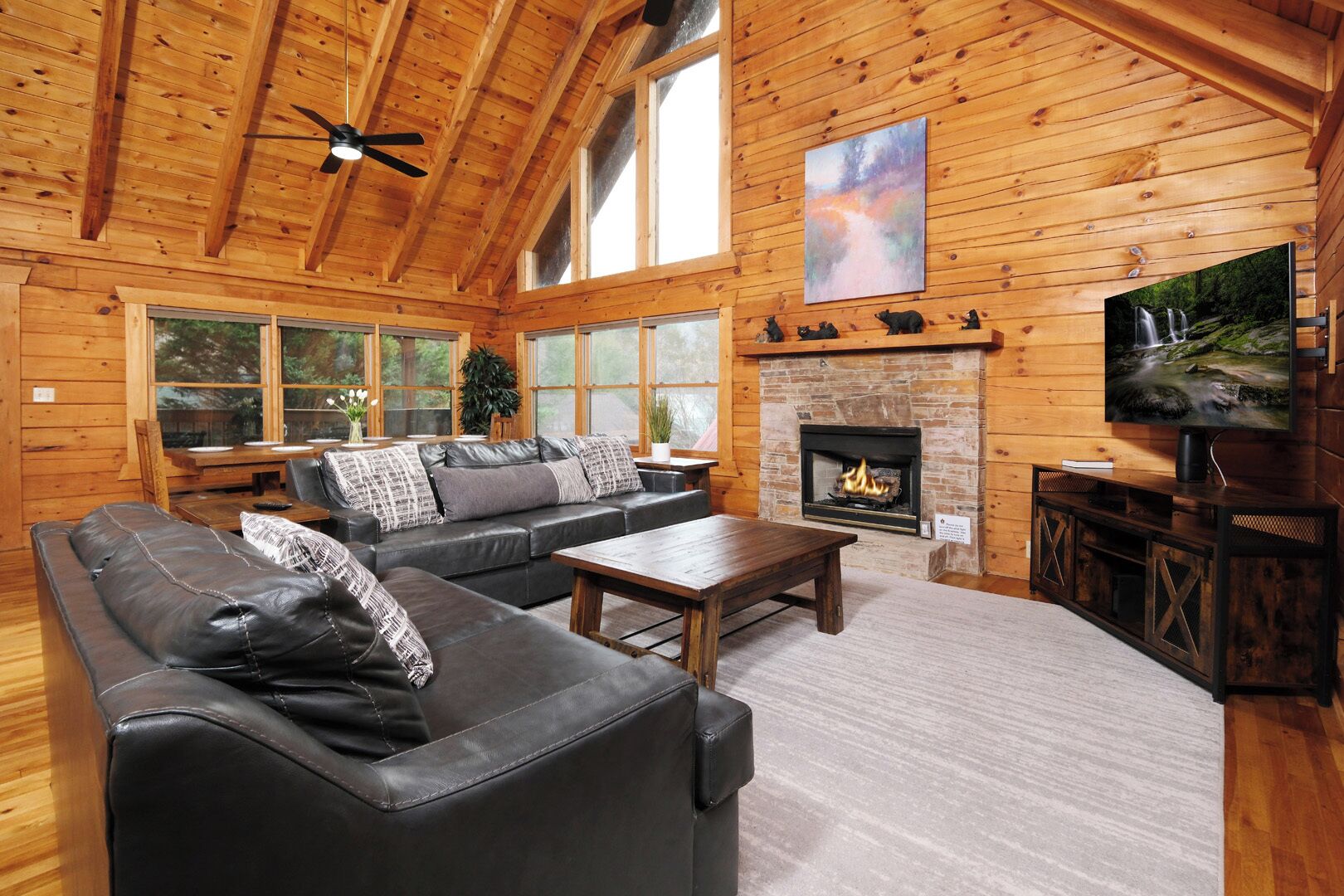 Smart TV, fireplace, video games