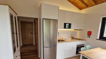 Fridge, microwave, oven, toaster