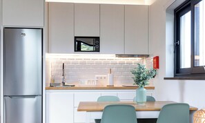 Fridge, microwave, oven, toaster