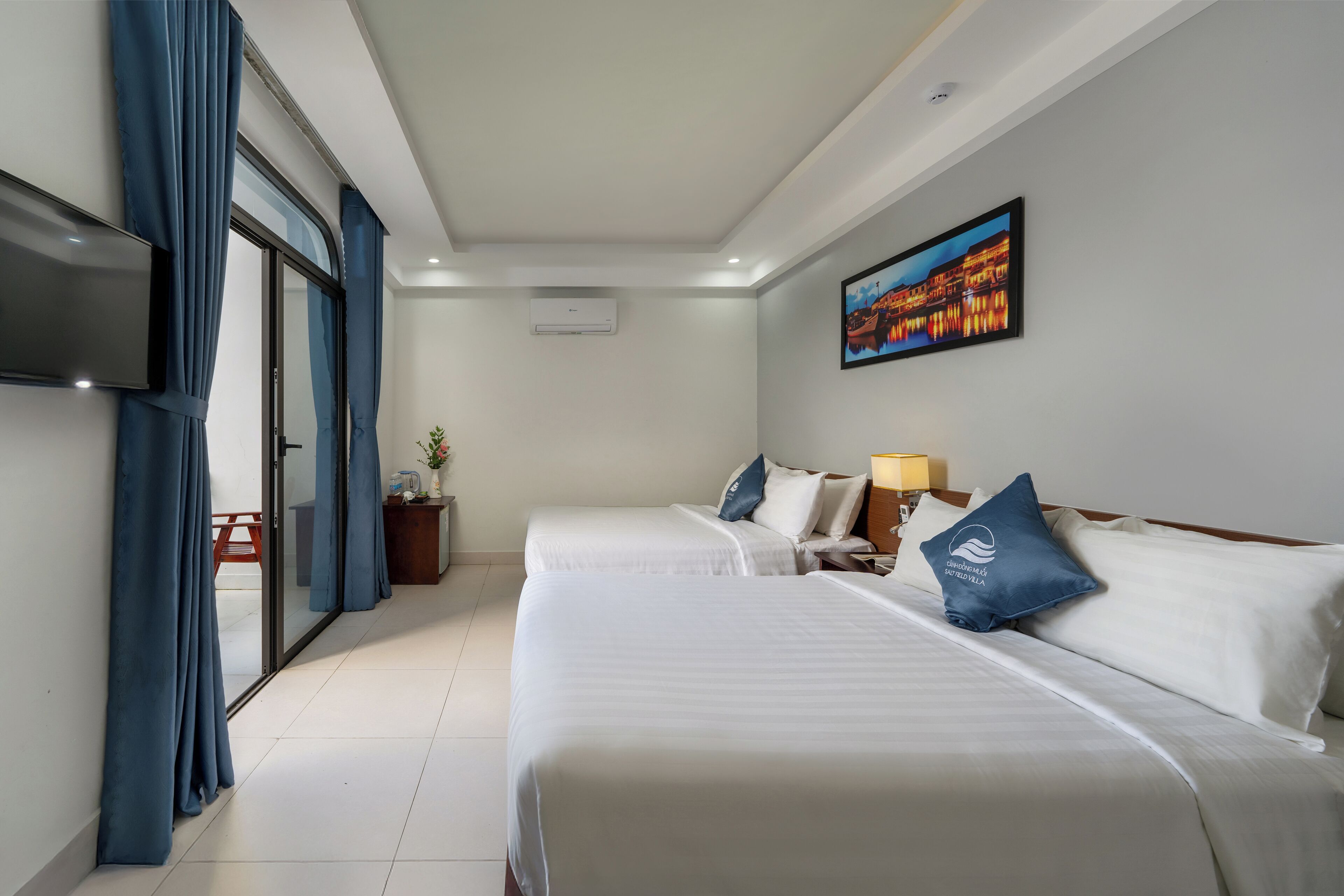 Desk, blackout curtains, soundproofing, iron/ironing board