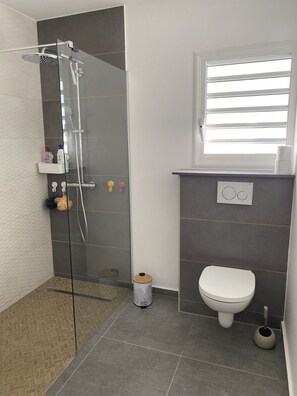 Dusche, Haartrockner, Handtücher