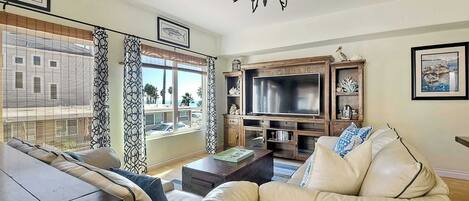 Condo, Multiple Beds, Patio, Ocean View (South Pacific) | Living area | 50-inch flat-screen TV with digital channels