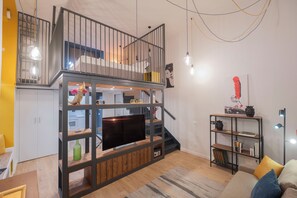Apartment | Living area - Colorful Design Loft Near Villa Pamphili  (Rome)