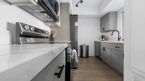 Fridge, dining tables