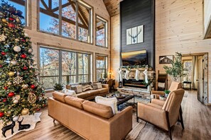 Walk in on Christmas morning to a decorated tree, stockings on the fireplace, and the mountains glowing through the windows — you're already home for the holidays. - Top 1%, Pickleball, Sauna, Hot Tub, Cold Plunge (Sevierville)