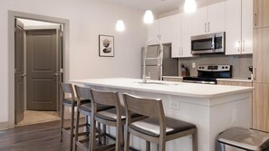 Fridge, dining tables