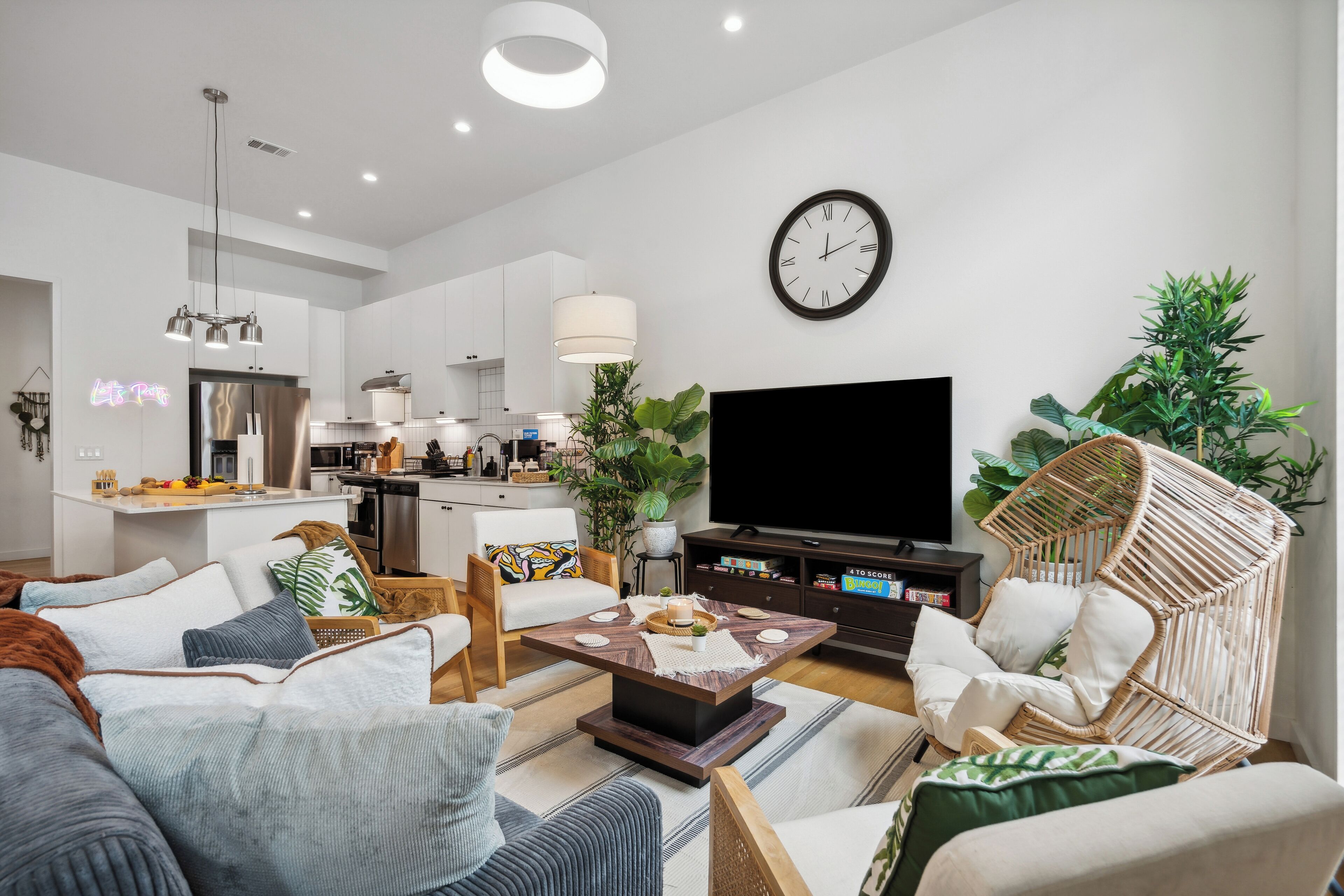 Smart TV, foosball, books