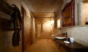 Shower, hair dryer, soap