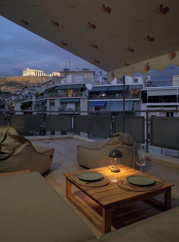 Leilighet, balkong, byutsikt | Balkong