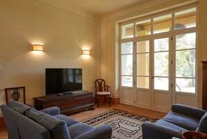 Villa, Balcony, Hill View | Living area | 32-inch flat-screen TV with cable channels - Poggio Cavallino Private Pool, Wifi, Maremma (Gavorrano)