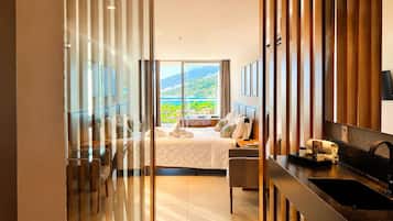 Doppia Luxury, vista spiaggia | Culle/letti per bambini (gratuiti), Wi-Fi gratuito, lenzuola
