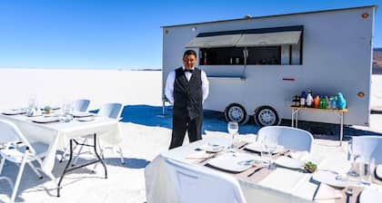 White Diamond in the middle of Uyuni salt flats Bolivia