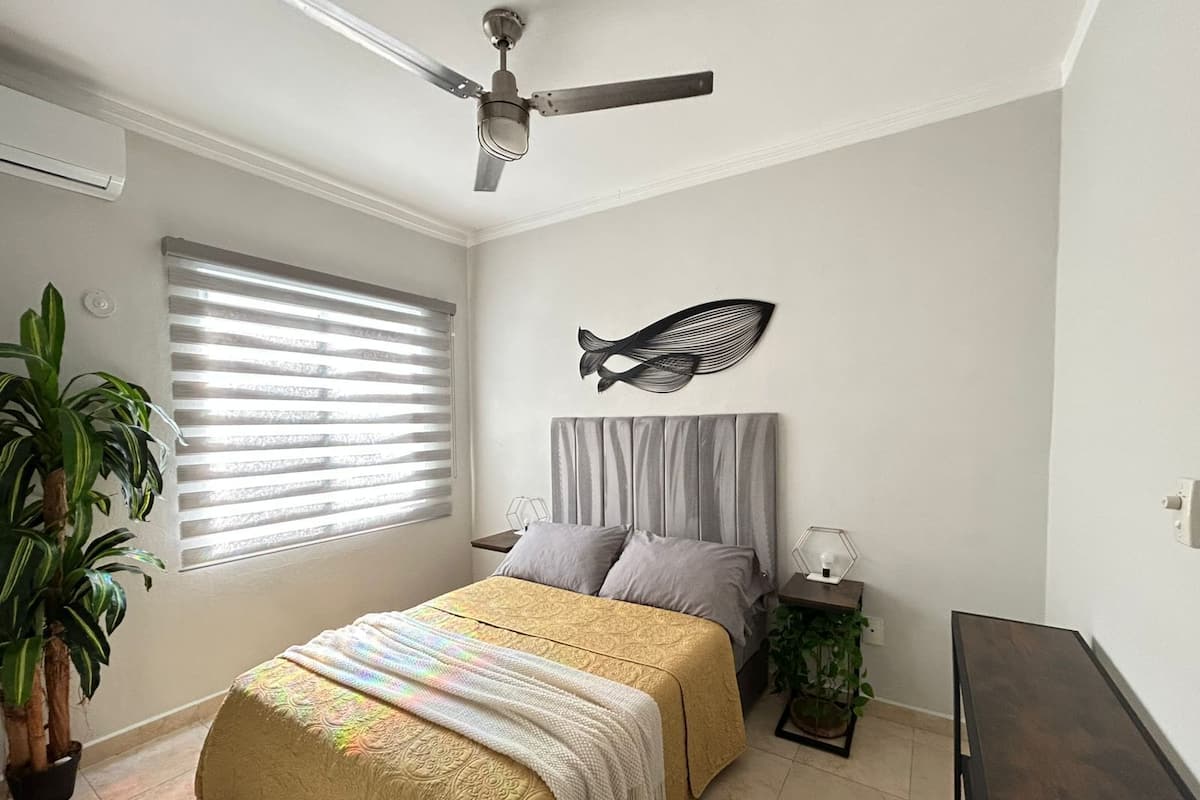 2 bedrooms, blackout curtains, iron/ironing board, free WiFi