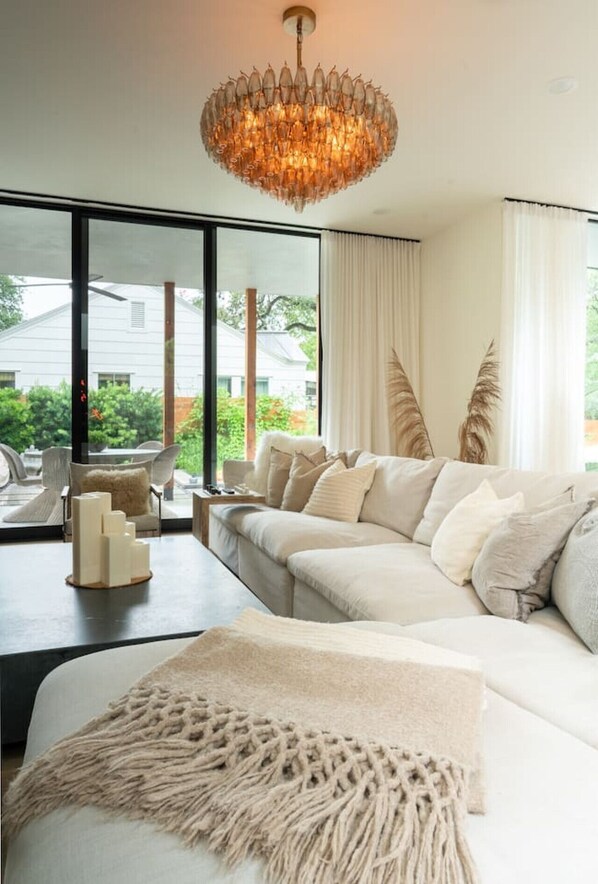 TV, books, stereo, offices