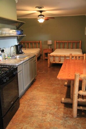 Microwave, oven, stovetop, coffee/tea maker