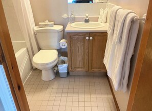 Chambre Supérieure, salle de bains privée, vue lac | Salle de bain | Ensemble douche/baignoire, sèche-cheveux, serviettes fournies, savon