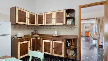 Fridge, oven, stovetop, electric kettle