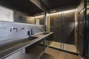 Regadera, secadora de cabello, bidet, toallas 