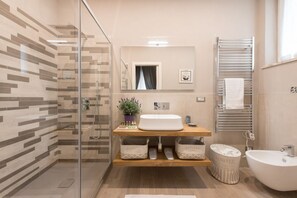 Regadera, secadora de cabello, bidet, toallas 