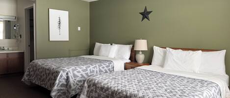 Standard Room, 2 Queen Beds, Non Smoking | Laptop workspace, blackout drapes, iron/ironing board, free WiFi