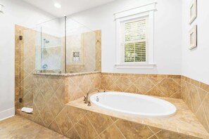 Shower, hair dryer, shampoo