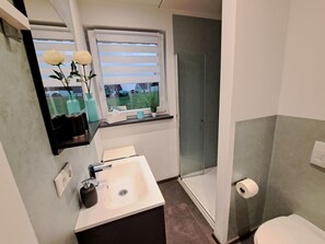 Ducha, secador de pelo y toallas