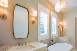 Shower, hair dryer, soap, shampoo