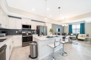 Fridge, microwave, oven, dishwasher