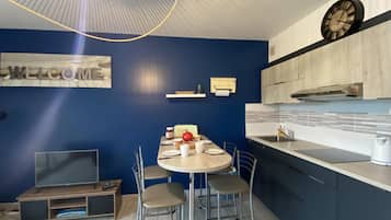 Fridge, electric kettle, toaster