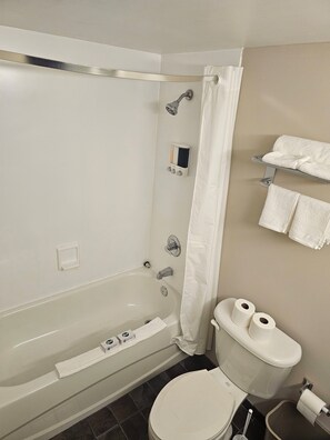 Hair dryer, towels, soap, toilet paper - Oceanview Room @ Landmark Resort (Myrtle Beach)