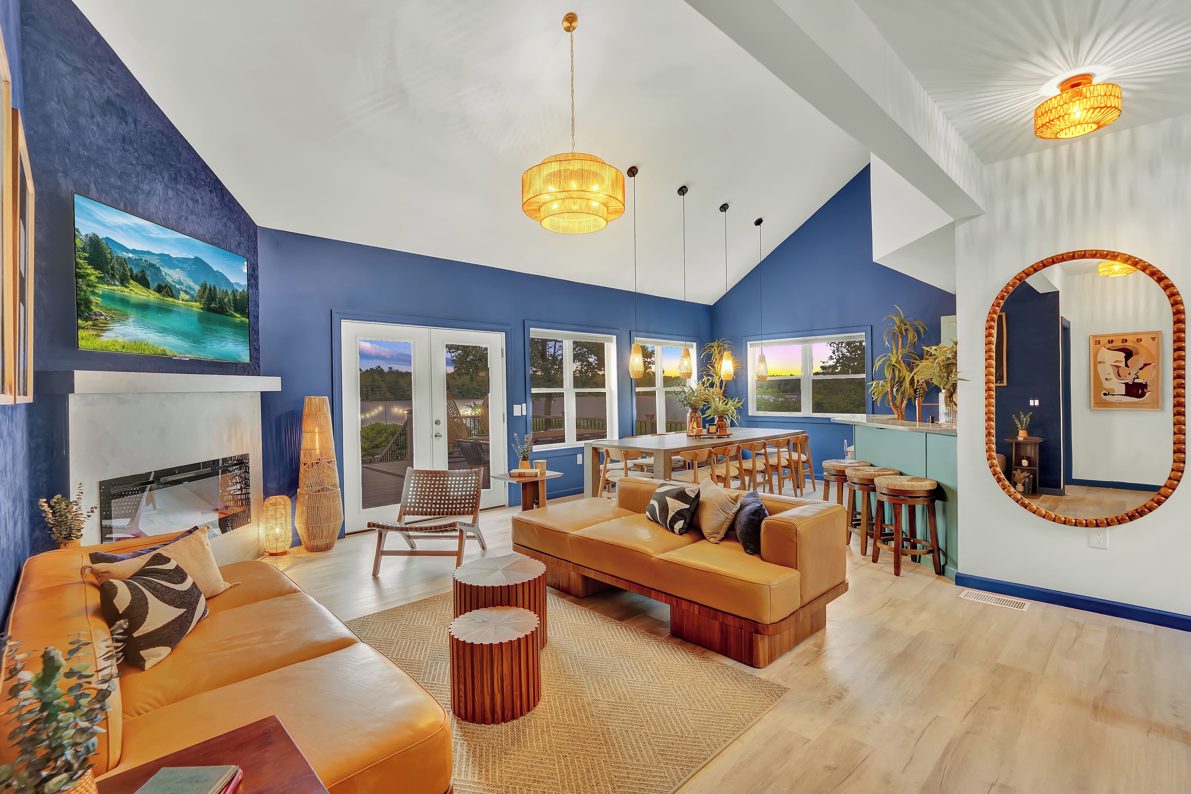 Smart TV, fireplace, video games, table football