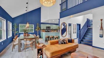 Smart TV, fireplace, video games, table football