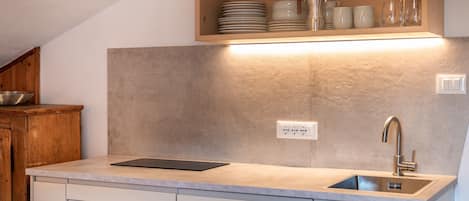 Fridge, cookware/dishes/utensils