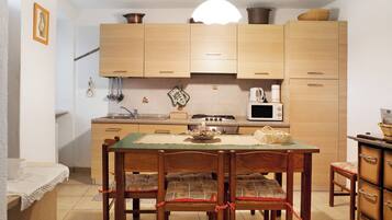 Frigorifero, microonde, forno, piano cottura