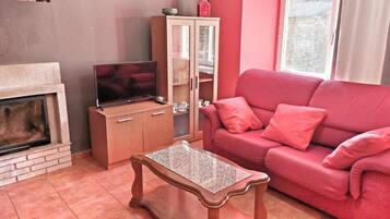 Televisión y chimenea