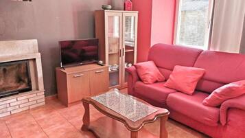 Televisión y chimenea