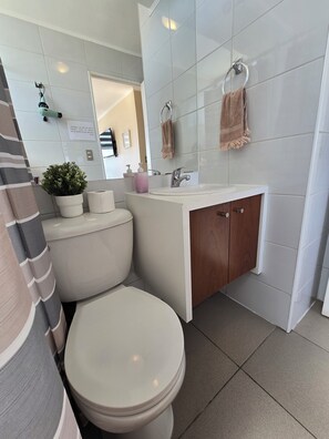 Haartrockner, Handtücher, Seife, Toilettenpapier