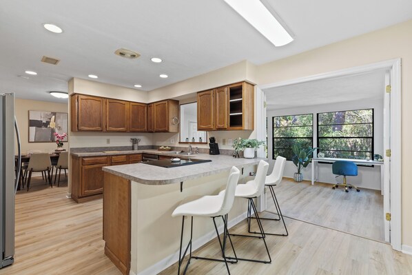 Microwave, oven, stovetop, dishwasher