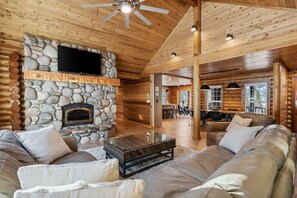Smart TV, fireplace, video games, table football