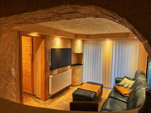 Smart TV, fireplace, video games, books