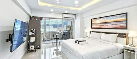 1 habitación, tabla de planchar con plancha, internet y ropa de cama