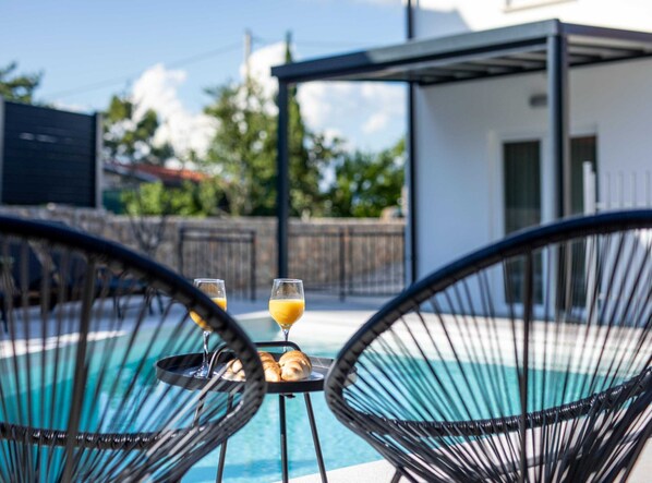 Villa (Three Bedroom Villa) | Outdoor pool | Outdoor pool, pool umbrellas, sun loungers - Luxury Krk Villa With Private Pool and Gardens (Krk)